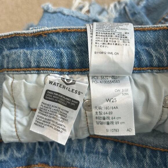 Levi's Strauss Medium Wash Blue High Rise Cut Off Denim Shorts Womens Size W25 - Picture 6 of 7